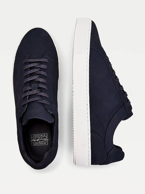 Tommy Hilfiger Premium Nubuck Deri Cupsole Spor Ayakkabı Erkek Mavi | TH243HDJ