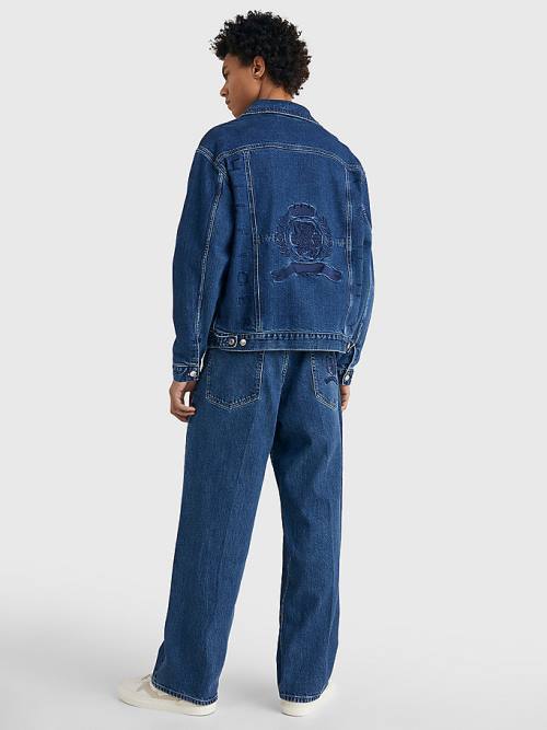 Tommy Hilfiger Prep Crest Embroidery Oversized Denim Ceket Erkek Denim | TH827MIK