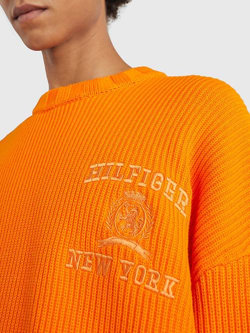 Tommy Hilfiger Prep Crest Rib-Knit Jumper Kazak Erkek Turuncu | TH289SXZ