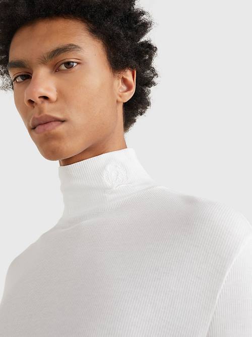 Tommy Hilfiger Prep Long Sleeve Crest Turtleneck Tişört Erkek Beyaz | TH079BLE