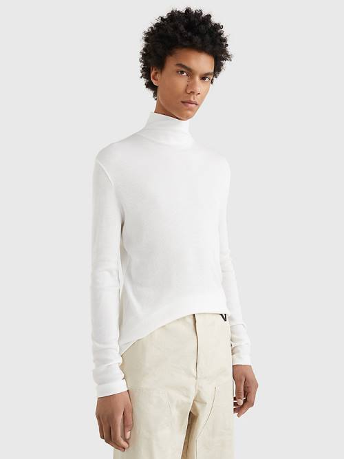 Tommy Hilfiger Prep Long Sleeve Crest Turtleneck Tişört Erkek Beyaz | TH079BLE