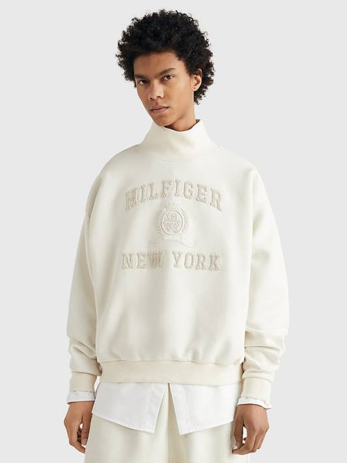 Tommy Hilfiger Prep Mock-Neck Sweatshirt Erkek Beyaz | TH350ETR