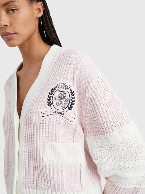 Tommy Hilfiger Prep Organic Pamuklu Crest Cardigan Kazak Kadın Pembe | TH254VEH