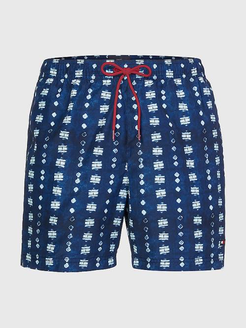 Tommy Hilfiger Print Drawstring Mid Cut Cut Cut Length Shorts Mayo Erkek Mavi | TH639MQJ