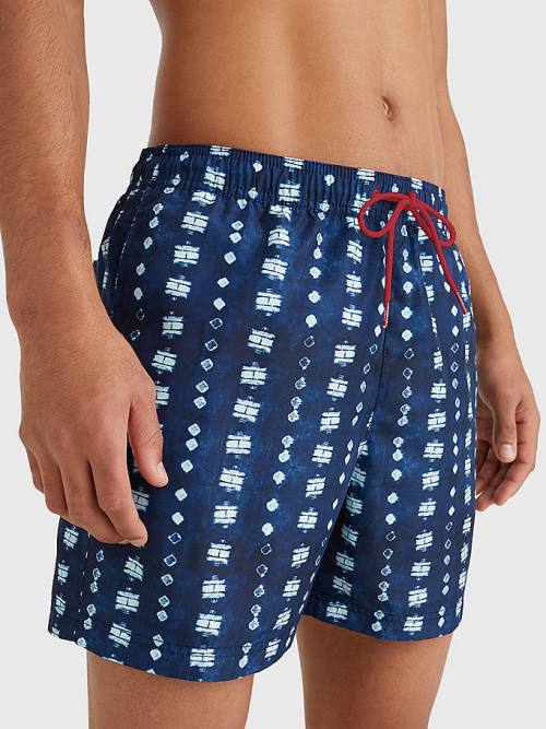 Tommy Hilfiger Print Drawstring Mid Cut Cut Cut Length Shorts Mayo Erkek Mavi | TH639MQJ