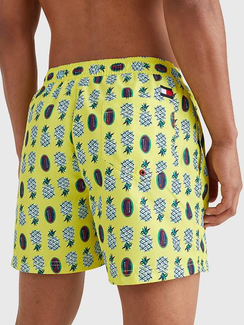 Tommy Hilfiger Print Drawstring Mid Cut Cut Cut Length Shorts Mayo Erkek Sarı | TH748LUX