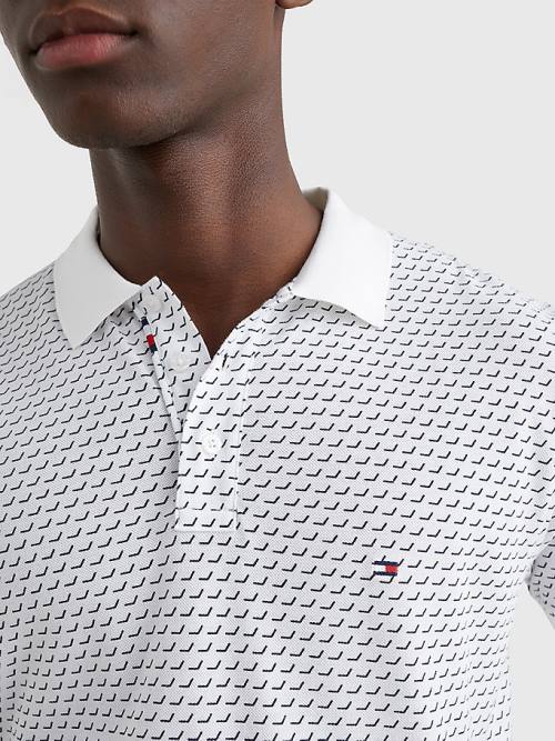 Tommy Hilfiger Print Regular Fit Polo Yaka Tişört Erkek Beyaz | TH016UME