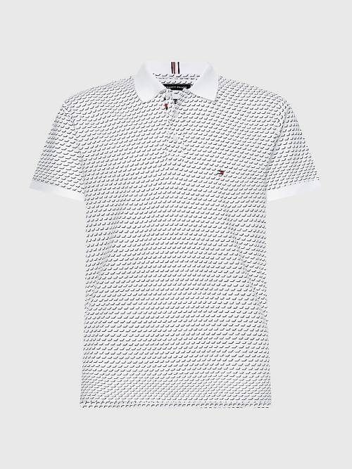 Tommy Hilfiger Print Regular Fit Polo Yaka Tişört Erkek Beyaz | TH016UME