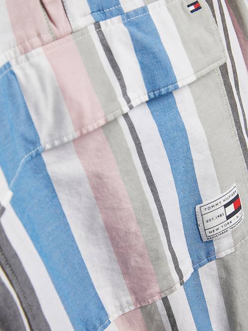 Tommy Hilfiger Pull-On Kukuletalı Stripe Gömlek Erkek Çocuk Beyaz | TH975VSR