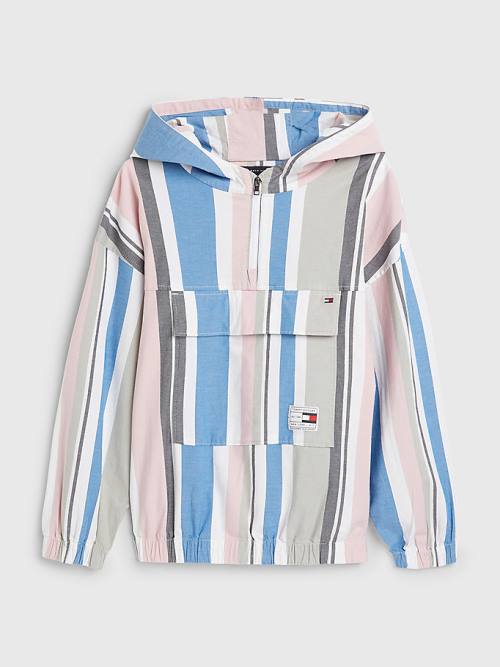 Tommy Hilfiger Pull-On Kukuletalı Stripe Gömlek Erkek Çocuk Beyaz | TH975VSR