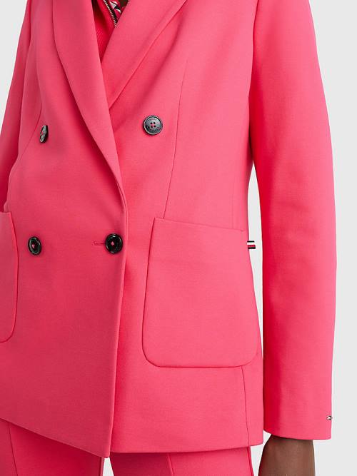 Tommy Hilfiger Punto Milano Double Breasted Blazer Kadın Pembe | TH248UER