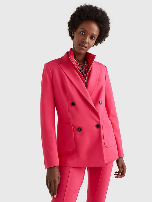 Tommy Hilfiger Punto Milano Double Breasted Blazer Kadın Pembe | TH248UER