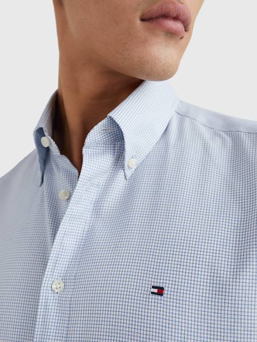 Tommy Hilfiger Puppytooth Check Slim Fit Gömlek Erkek Mavi | TH652SYW