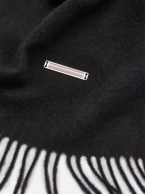 Tommy Hilfiger Pure Cashmere Signature Plaque Fular Erkek Siyah | TH194ZYM