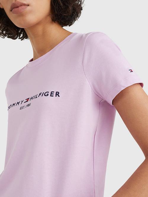 Tommy Hilfiger Pure Organic Pamuklu Logo Tişört Kadın Mor | TH145VSL