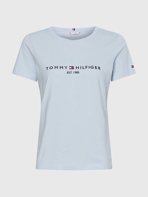 Tommy Hilfiger Pure Organic Pamuklu Logo Tişört Kadın Mavi | TH264PKT