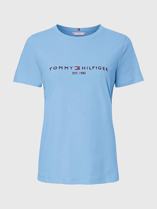 Tommy Hilfiger Pure Organic Pamuklu Logo Tişört Kadın Mavi | TH476RED