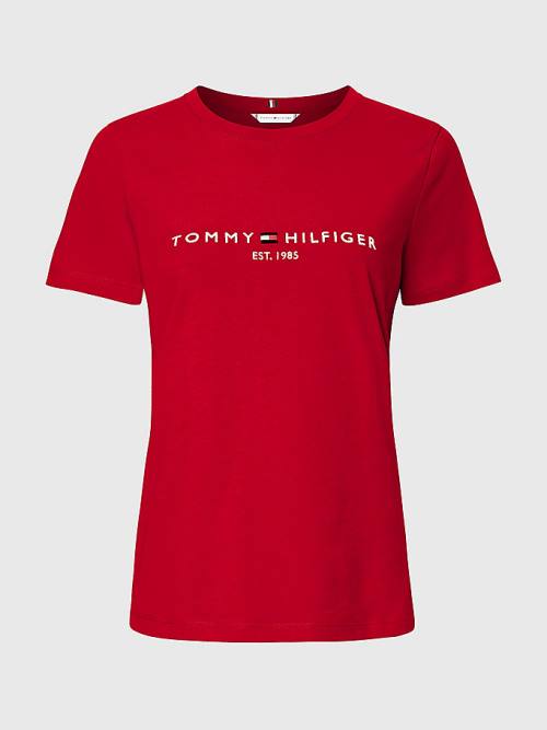 Tommy Hilfiger Pure Organic Pamuklu Logo Tişört Kadın Kırmızı | TH675IDR