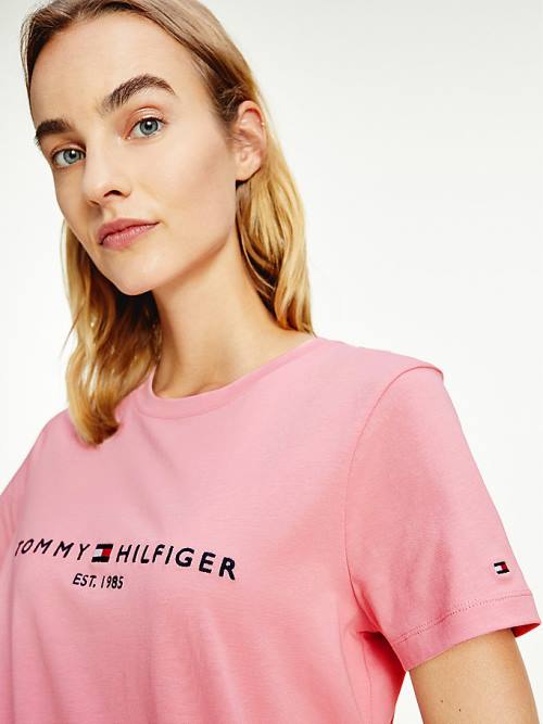 Tommy Hilfiger Pure Organic Pamuklu Logo Tişört Kadın Pembe | TH841FJG