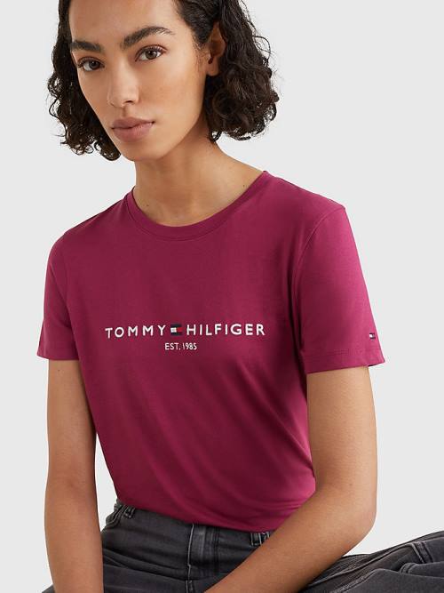 Tommy Hilfiger Pure Organic Pamuklu Logo Tişört Kadın Kırmızı | TH950NXQ