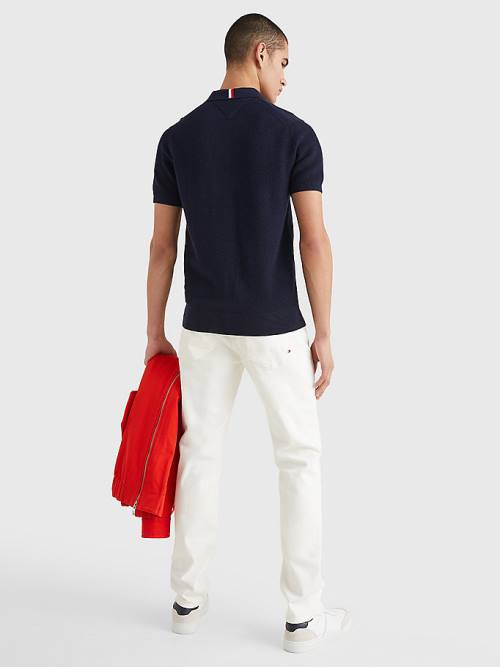 Tommy Hilfiger Pure Pamuklu Signature Detail Polo Kazak Erkek Mavi | TH037TJZ