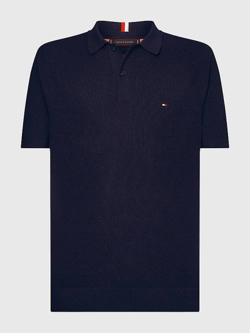 Tommy Hilfiger Pure Pamuklu Signature Detail Polo Kazak Erkek Mavi | TH037TJZ