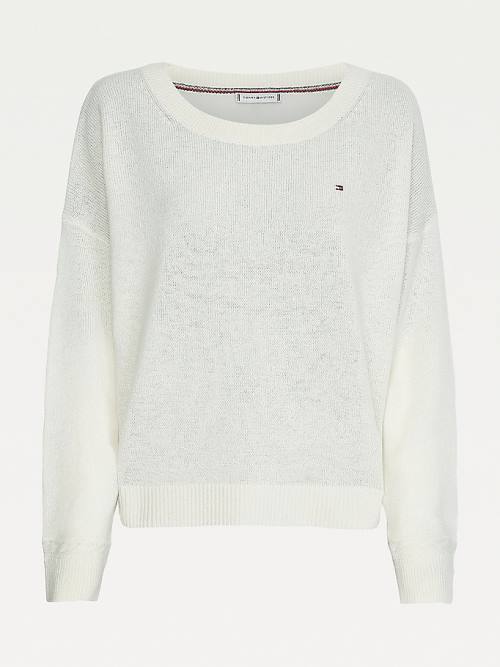 Tommy Hilfiger Pure Wool Round Neck Jumper Kazak Kadın Beyaz | TH872PWJ