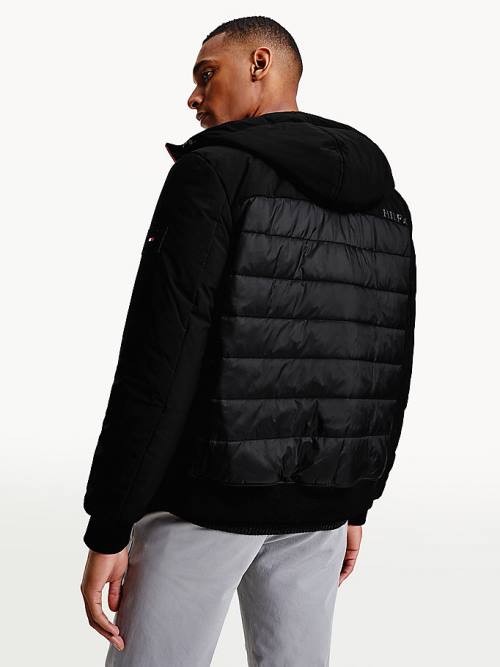 Tommy Hilfiger Quilted Panel Kukuletalı Ceket Erkek Siyah | TH901SHP