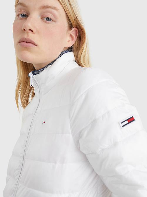 Tommy Hilfiger Quilted Zip-Thru Ceket Kadın Beyaz | TH601SYP