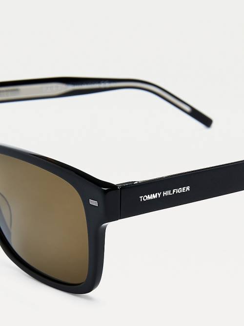 Tommy Hilfiger Rectangular Acetate Güneş Gözlüğü Erkek Siyah | TH071REG