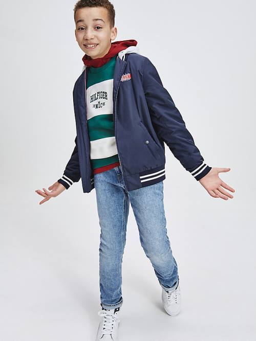 Tommy Hilfiger Recycled Bomber Ceket Kiz Çocuk Mavi | TH641JKD