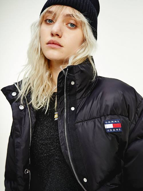 Tommy Hilfiger Recycled Convertible Cropped Vest Puffer Ceket Kadın Siyah | TH281UBZ