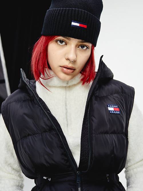 Tommy Hilfiger Recycled Convertible Vest Down Puffer Ceket Kadın Siyah | TH732ZSA