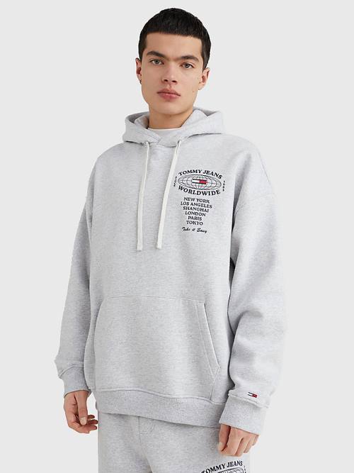 Tommy Hilfiger Recycled Logo Kapüşonlu Sweatshirt Erkek Gri | TH640MCY