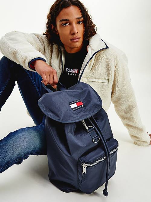 Tommy Hilfiger Recycled Nylon Badge Backpack Çanta Erkek Mavi | TH096FEL