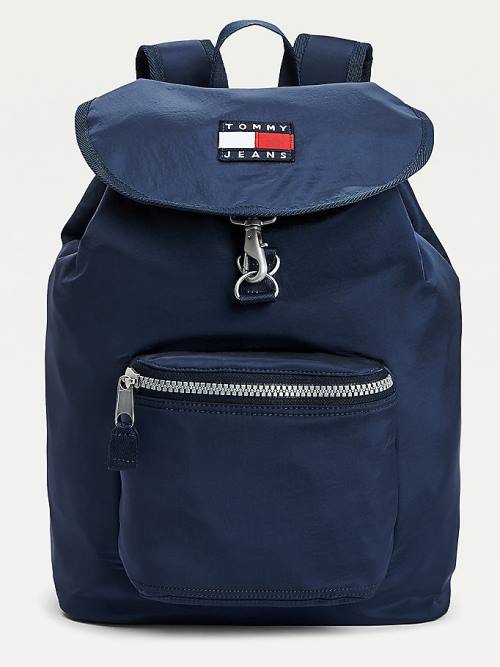 Tommy Hilfiger Recycled Nylon Badge Backpack Çanta Erkek Mavi | TH096FEL