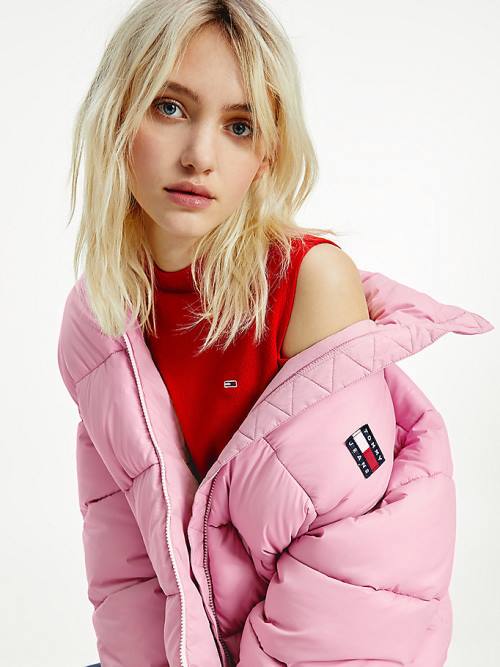 Tommy Hilfiger Recycled Nylon Puffer Ceket Kadın Pembe | TH023QOU