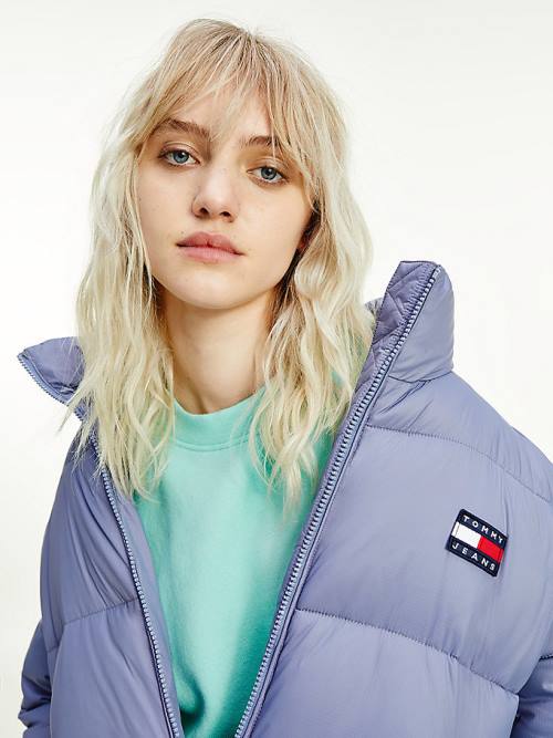 Tommy Hilfiger Recycled Nylon Puffer Ceket Kadın Mor | TH876RNK