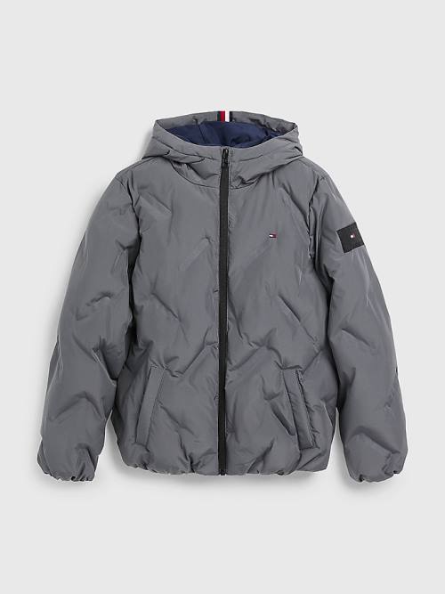 Tommy Hilfiger Recycled Polyester Quilted Kukuletalı Ceket Erkek Çocuk Gri | TH037HKF