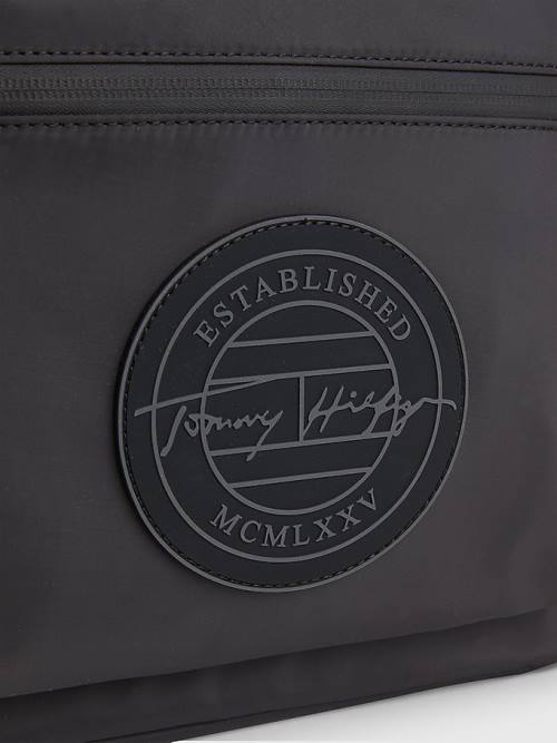 Tommy Hilfiger Recycled Polyester Signature Logo Backpack Çanta Erkek Siyah | TH653MZC