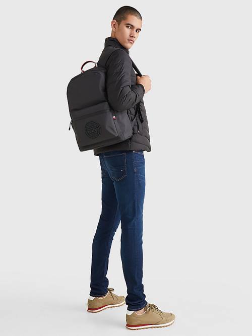 Tommy Hilfiger Recycled Polyester Signature Logo Backpack Çanta Erkek Siyah | TH653MZC