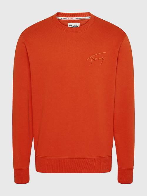 Tommy Hilfiger Recycled Signature Logo Relaxed Sweatshirt Erkek Kırmızı | TH170VWY