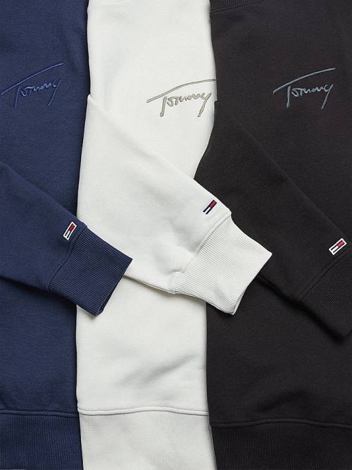 Tommy Hilfiger Recycled Signature Logo Relaxed Sweatshirt Erkek Siyah | TH593IFP