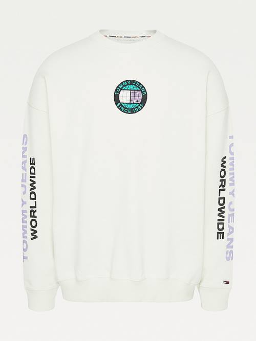 Tommy Hilfiger Recycled Unity Sweatshirt Erkek Beyaz | TH690BZT