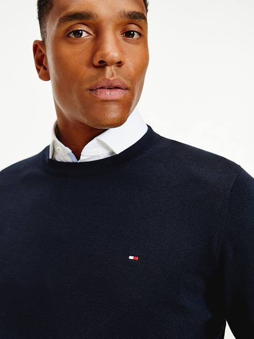 Tommy Hilfiger Regular Fit Crew Neck Jumper Kazak Erkek Mavi | TH613IJQ