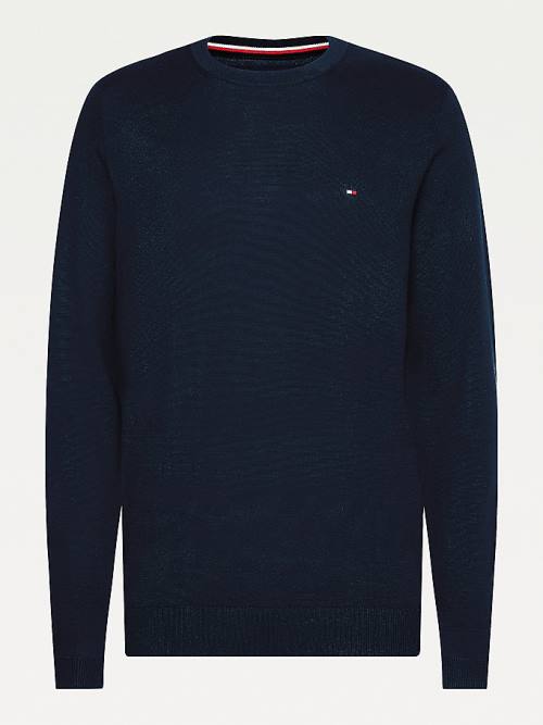 Tommy Hilfiger Regular Fit Crew Neck Jumper Kazak Erkek Mavi | TH613IJQ