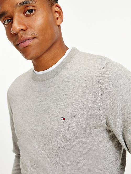 Tommy Hilfiger Regular Fit Crew Neck Jumper Kazak Erkek Gri | TH681MQH