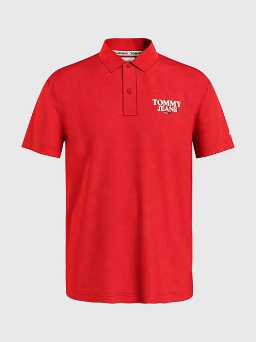 Tommy Hilfiger Regular Fit Jersey Polo Yaka Tişört Erkek Kırmızı | TH354UWT