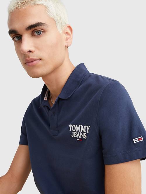 Tommy Hilfiger Regular Fit Jersey Polo Yaka Tişört Erkek Mavi | TH671TVC