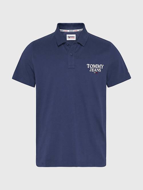 Tommy Hilfiger Regular Fit Jersey Polo Yaka Tişört Erkek Mavi | TH671TVC